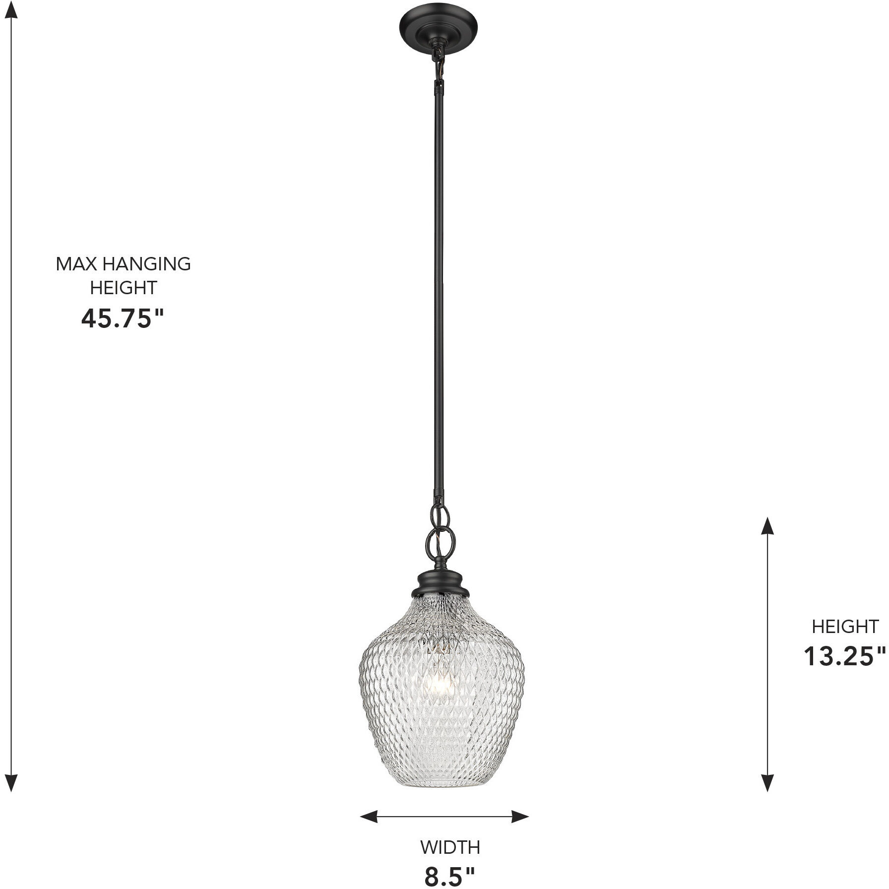 Adeline 1 Light 8.5 inch Matte Black Pendant Ceiling Light