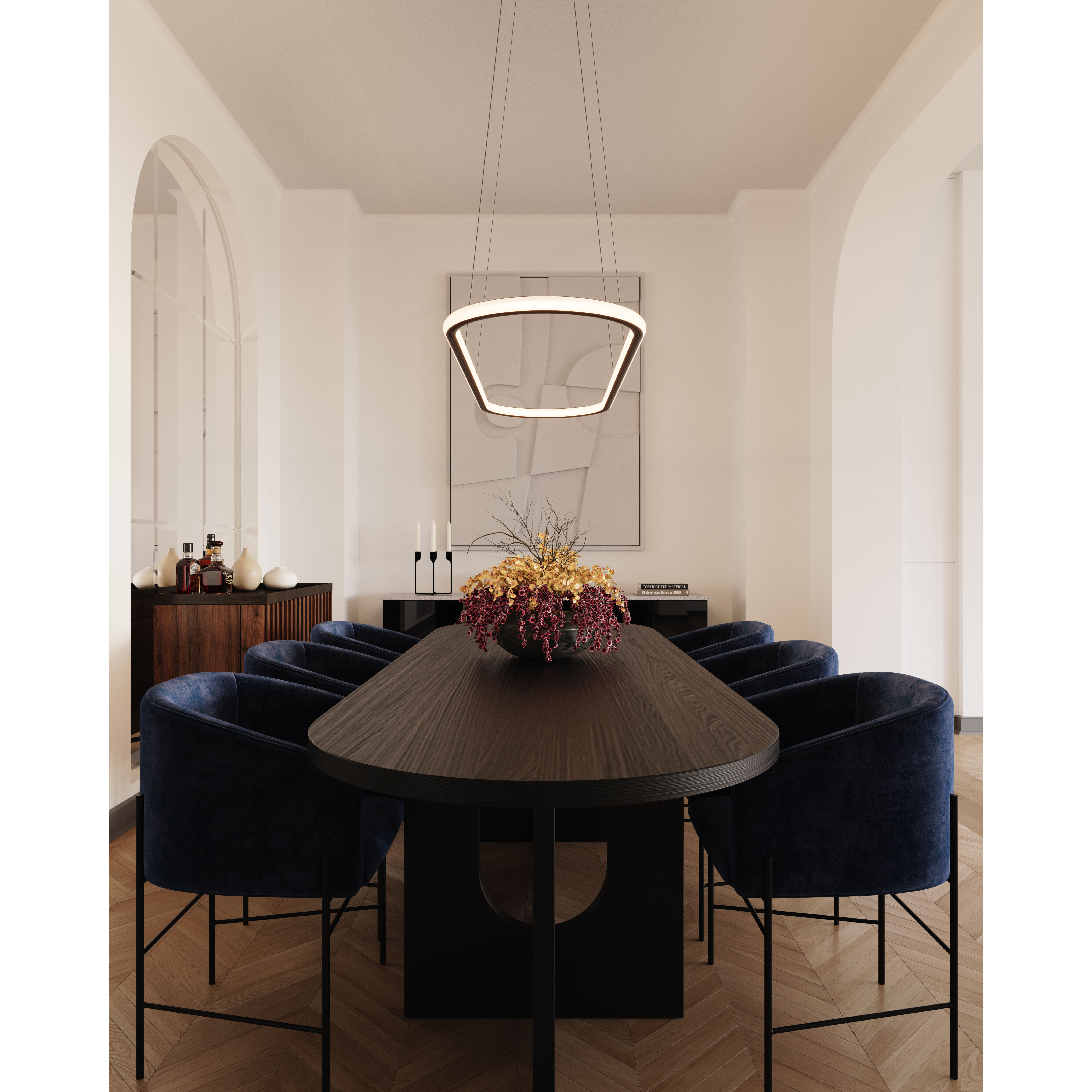 Luna LED 61.5 inch Satin Black Pendant Ceiling Light in 3500K