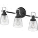 Easton 3 Light 24 inch Black with Chrome Vanity Light Wall Light in Black/Chrome