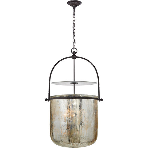 Chapman & Myers Lorford 4 Light 20 inch Aged Iron Bell Lantern Pendant Ceiling Light in Mercury Glass