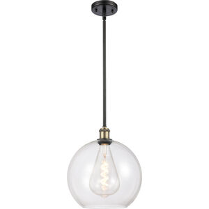 Ballston Athens 1 Light 12 inch Black Antique Brass and Matte Black Mini Pendant Ceiling Light in Clear Glass