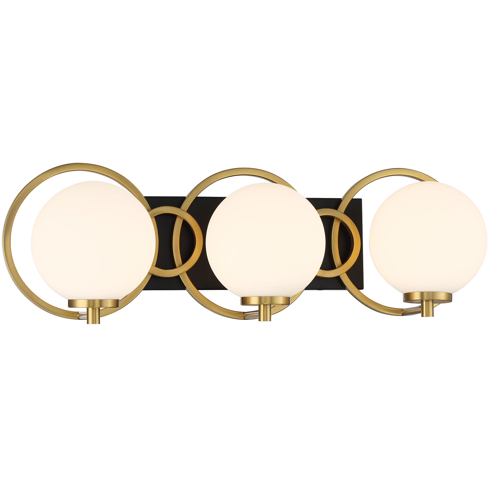 Alhambra 3 Light 24.5 inch Black with Warm Brass Accents Bathroom Vanity Light Wall Light