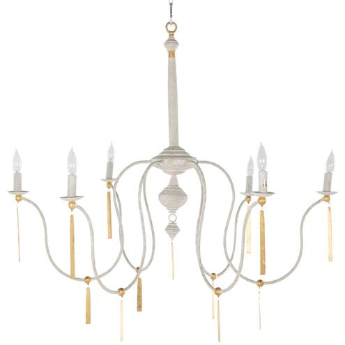 Tracy 6 Light 43 inch Textured White / Vintage Gold Chandelier Ceiling Light