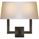 Chapman & Myers Square Tube 2 Light 15.5 inch Bronze Double Sconce Wall Light in Natural Paper 2
