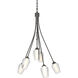 Flora 6 Light 23.1 inch Natural Iron Chandelier Ceiling Light in Seeded with Opal