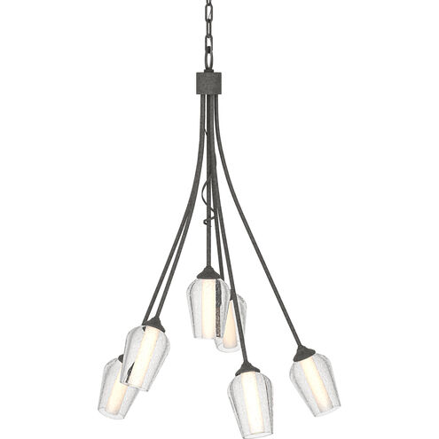 Flora 6 Light 23.1 inch Natural Iron Chandelier Ceiling Light in Seeded with Opal