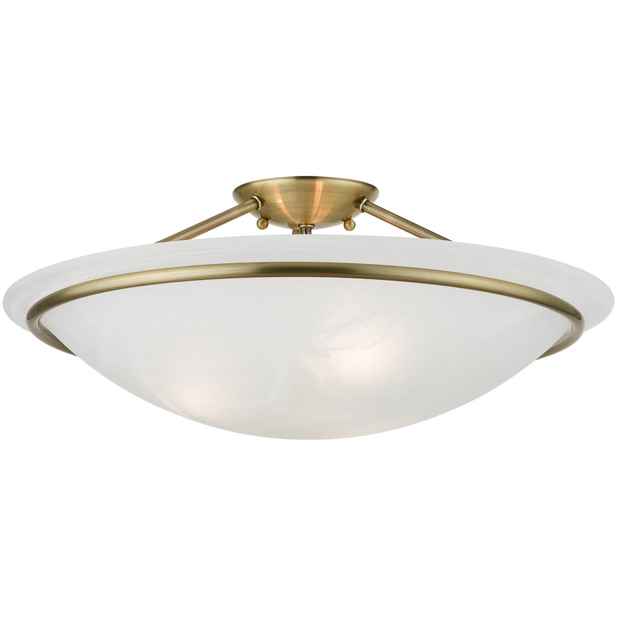 Newburgh 3 Light 20 inch Antique Brass Semi-Flush Ceiling Light