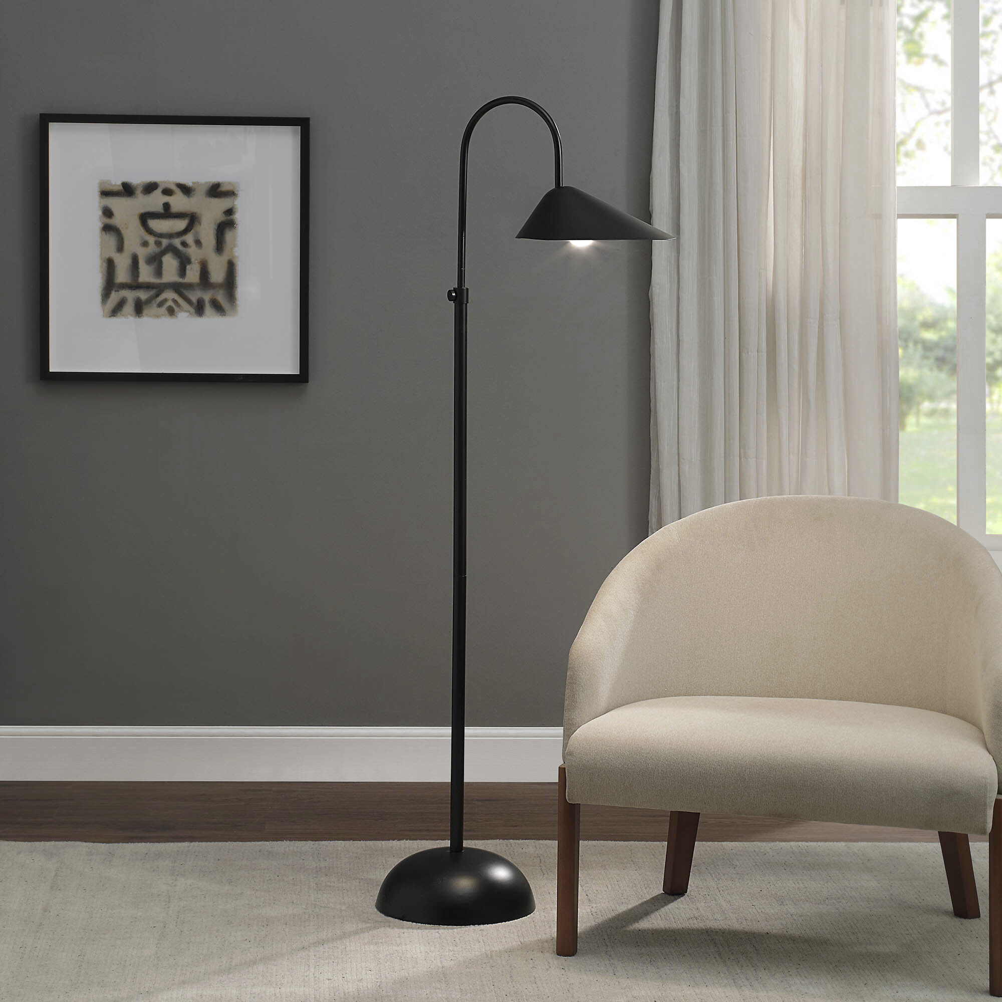 Forte 68.5 inch 60 watt Matte Black Floor Lamp Portable Light