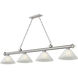 Cordon 4 Light 81.25 inch Brushed Nickel Billiard Ceiling Light in White Linen Glass