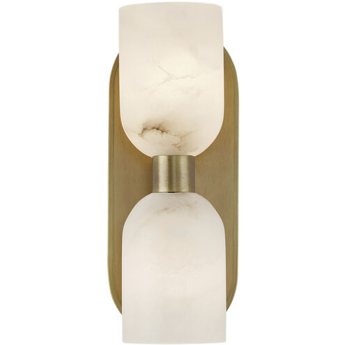 Lucian 2 Light 3.63 inch Vintage Brass Bath Vanity Light Wall Light in Vintage Brass and Alabaster