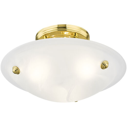 Oasis 3 Light 12 inch Polished Brass Semi-Flush Mount Ceiling Light