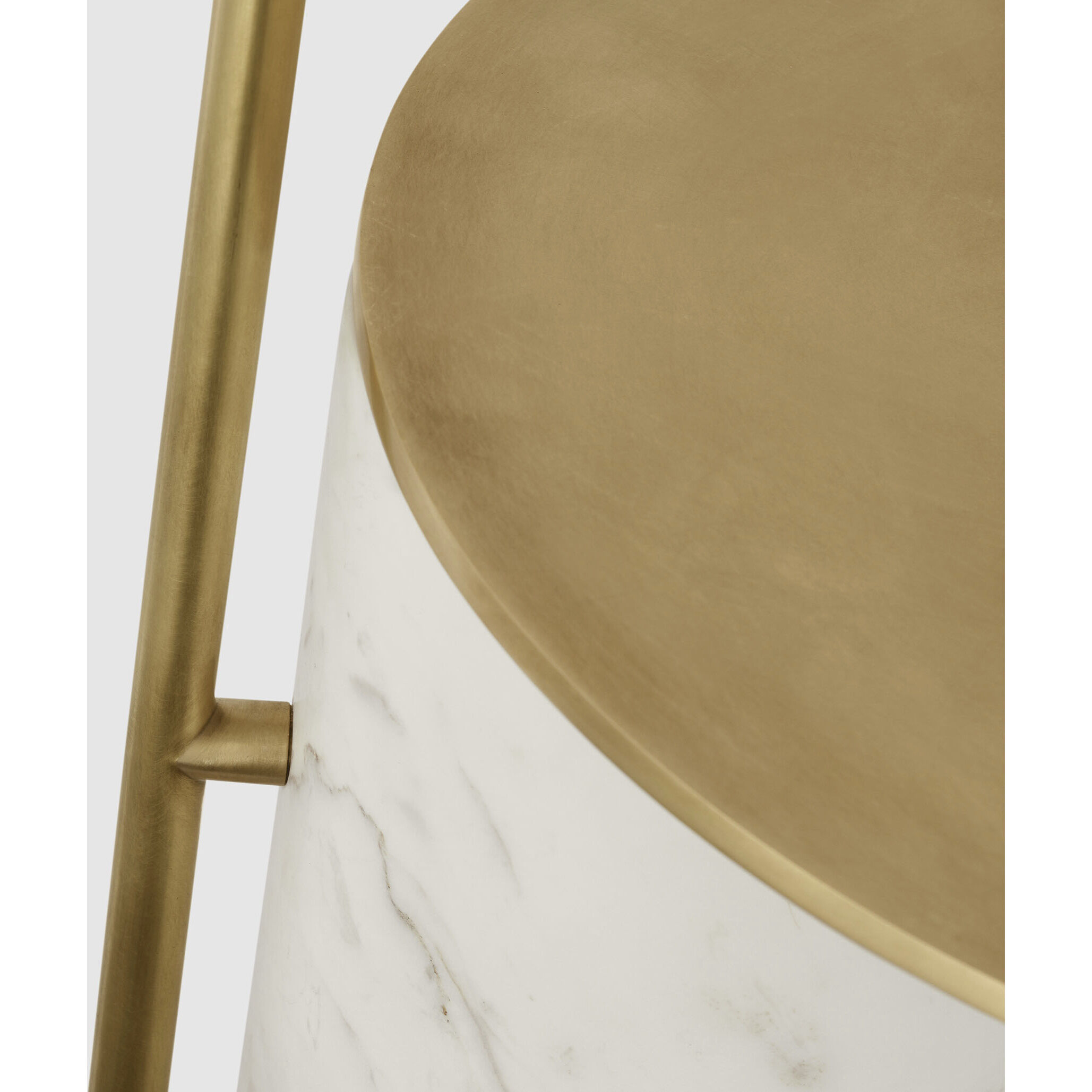 Kelly Wearstler Alma 54 inch 4.50 watt Antique-Burnished Brass and White Marble Tray Table Floor Lamp Portable Light