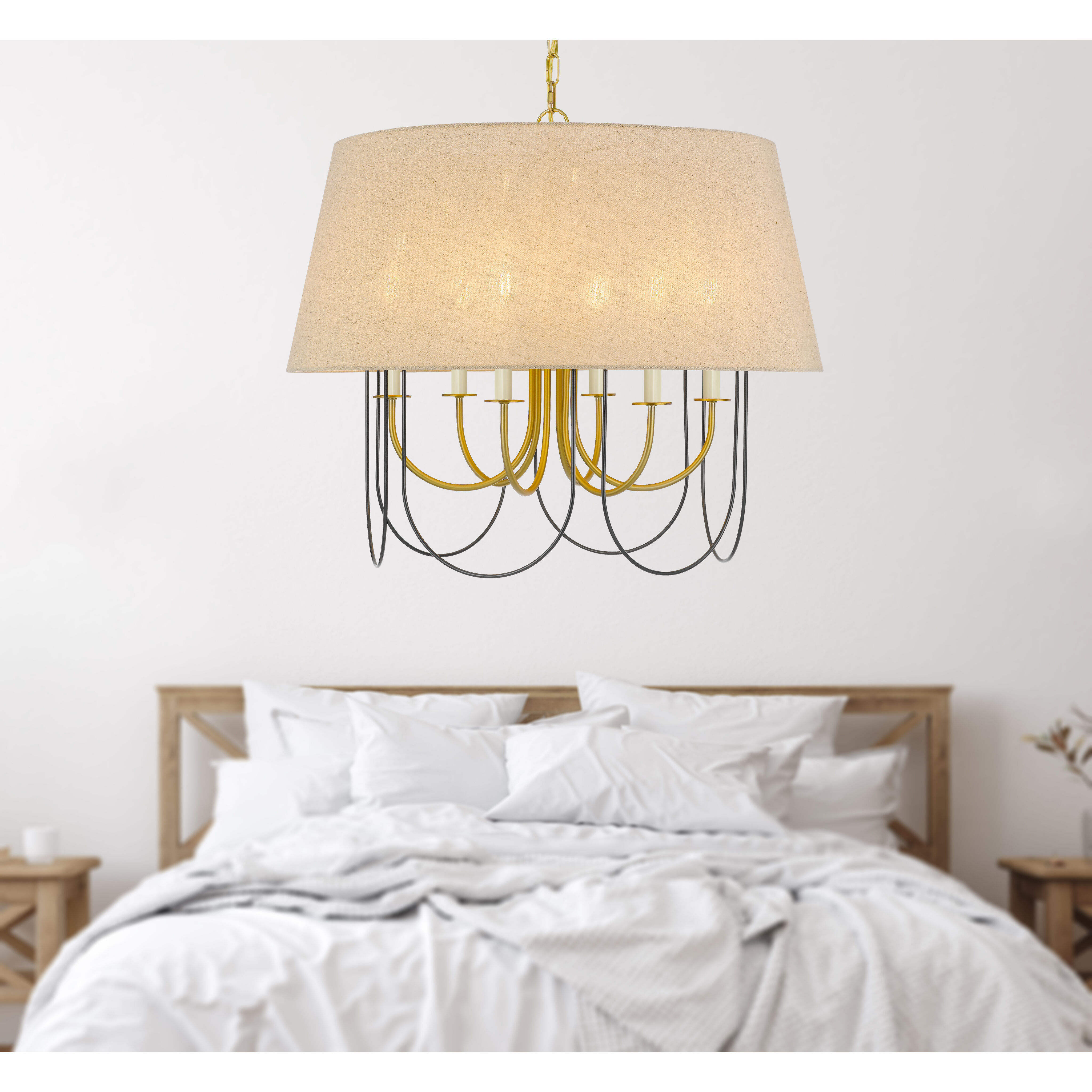 Eupora 6 Light 28 inch Antique Brass and Black Chandelier Ceiling Light