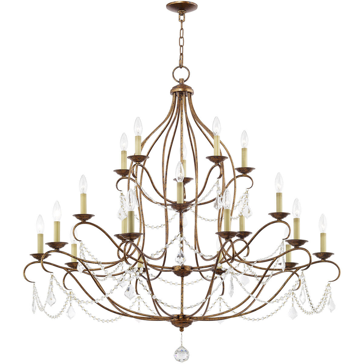 Chesterfield 20 Light 46 inch Hand Applied Venetian Golden Bronze Chandelier Ceiling Light