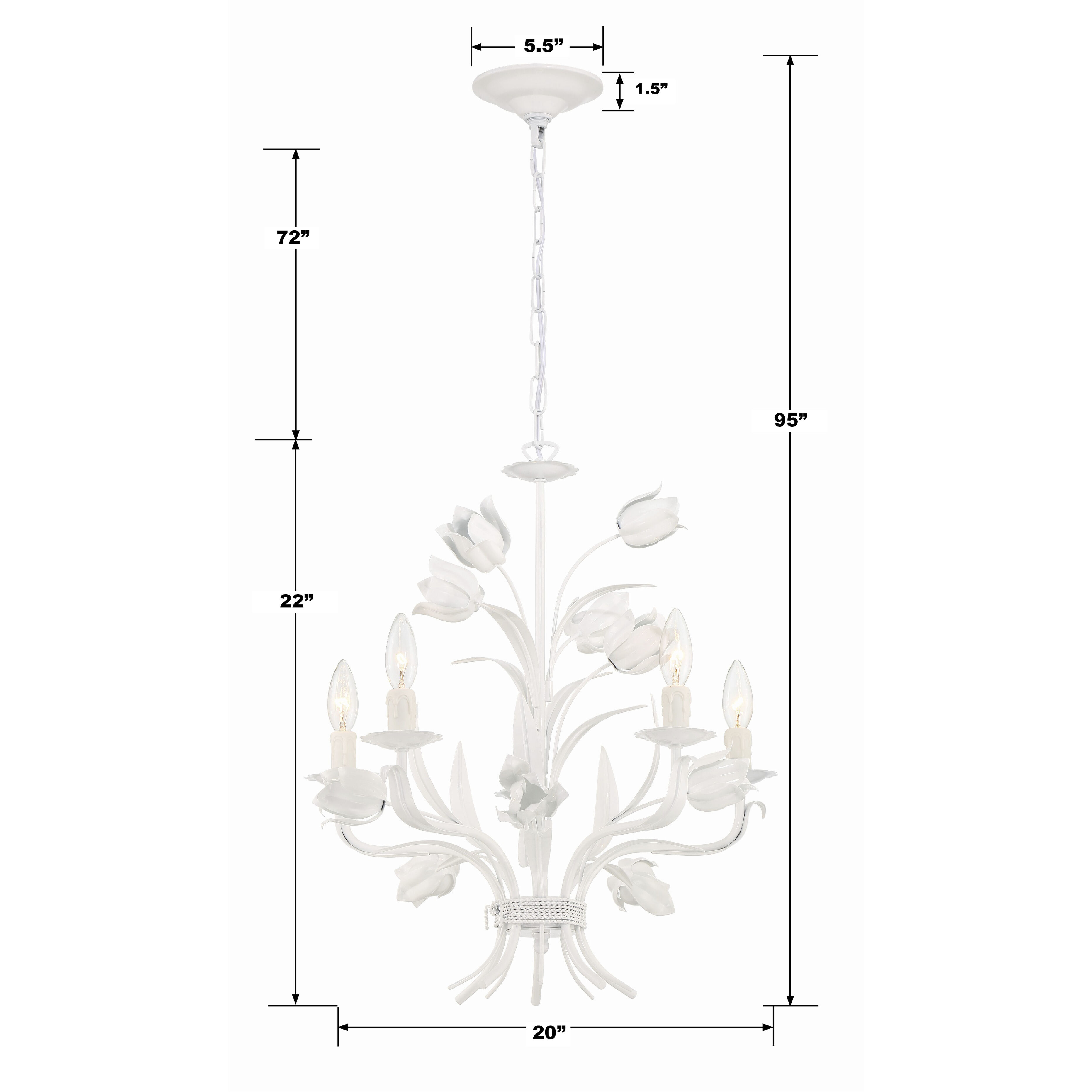 Southport 5 Light 20 inch Wet White Chandelier Ceiling Light