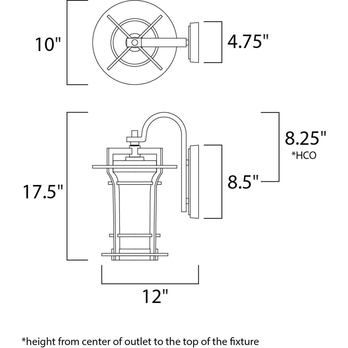 Oakville LED E26 LED 18 inch Black Oxide Outdoor Wall Mount