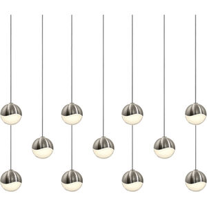 Grapes LED 36 inch Satin Nickel Cluster Pendant Ceiling Light in White Glass