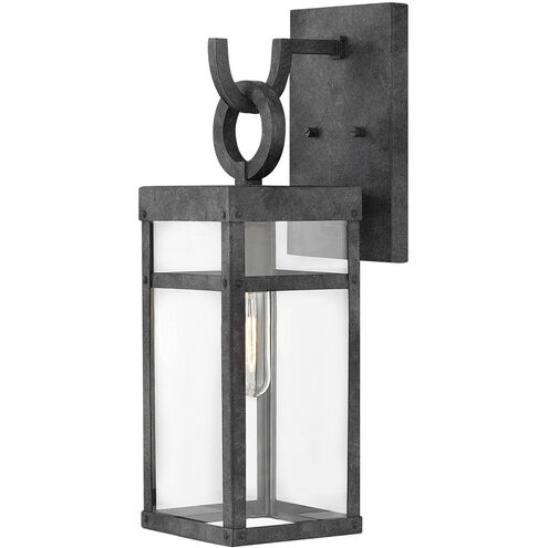 Estate Series Porter LED 19 inch Aged Zinc Outdoor Wall Mount Lantern, Small