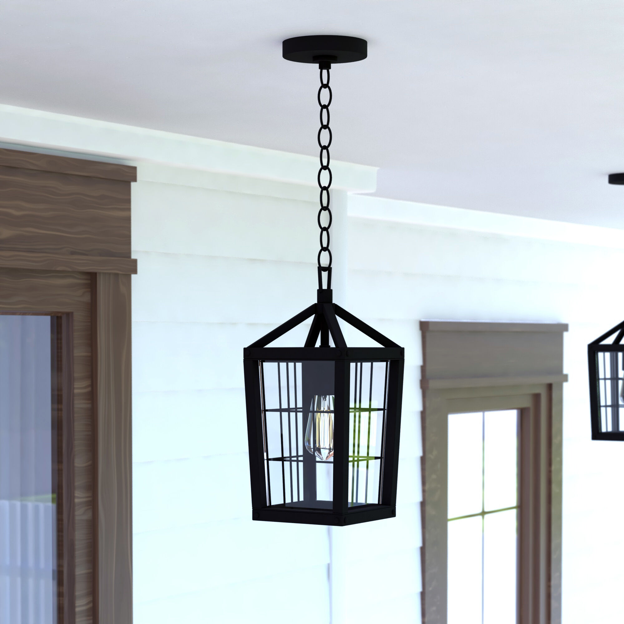 Gage LED 7 inch Volcanic Black Outdoor Pendant