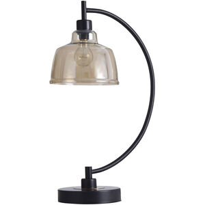 Black Water 26 inch 40 watt Black and Gold Table Lamp Portable Light