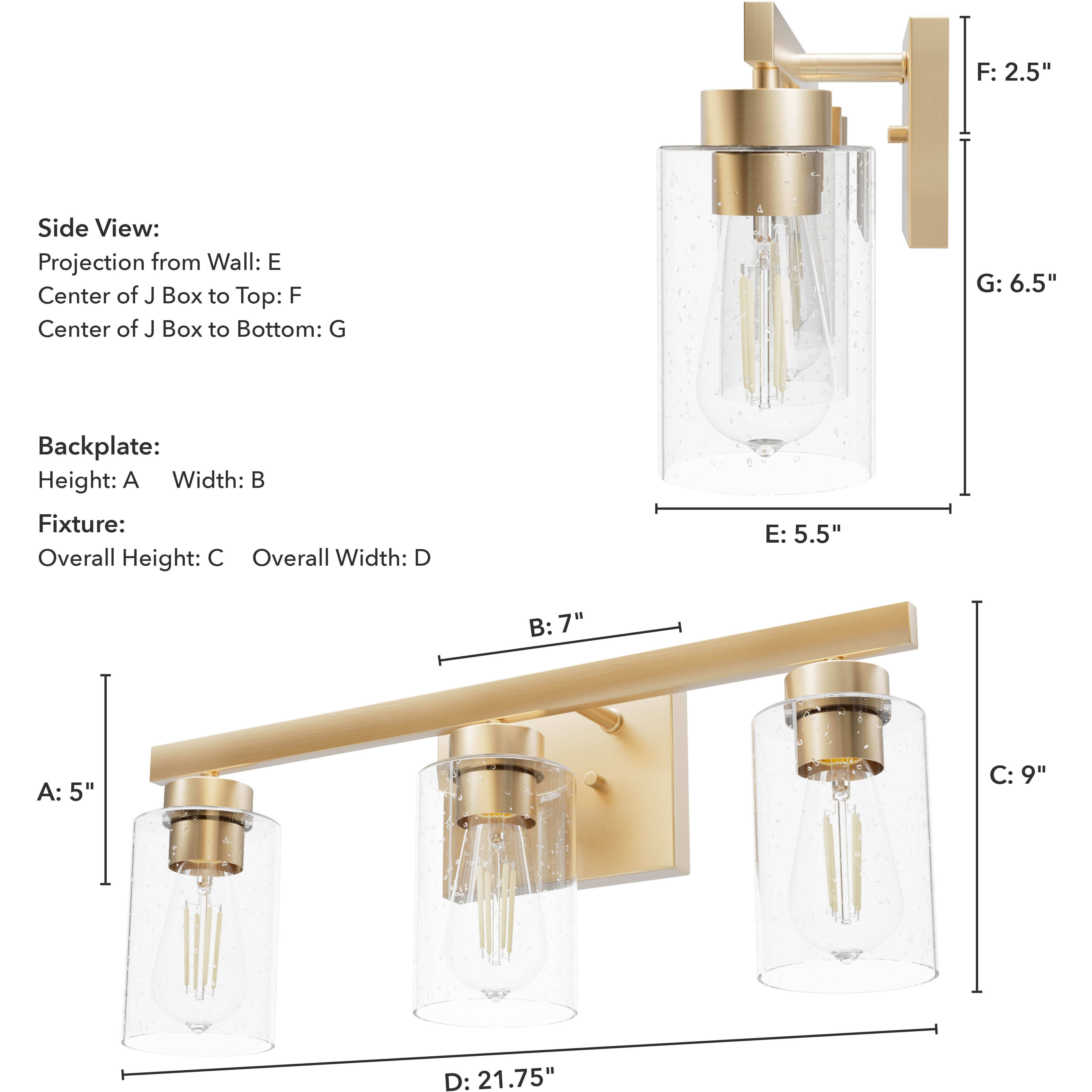 Hartland 3 Light 22 inch Alturas Gold Vanity Light Wall Light, Medium