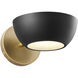Contemporary 1 Light 7 inch Matte Black with Natural Brass Wall Sconce Wall Light