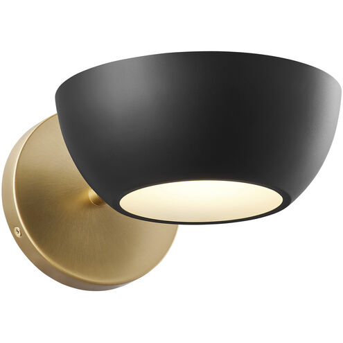 Contemporary 1 Light 7 inch Matte Black with Natural Brass Wall Sconce Wall Light