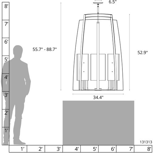 Arc 8 Light 34.4 inch Ink Pendant Ceiling Light, Tall