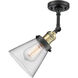 Franklin Restoration Small Cone 1 Light 6 inch Black Antique Brass Sconce Wall Light in Clear Glass, Franklin Restoration
