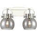 Pilaster II Sphere 2 Light 17 inch Polished Nickel Bath Vanity Light Wall Light in Plated Smoke Glass