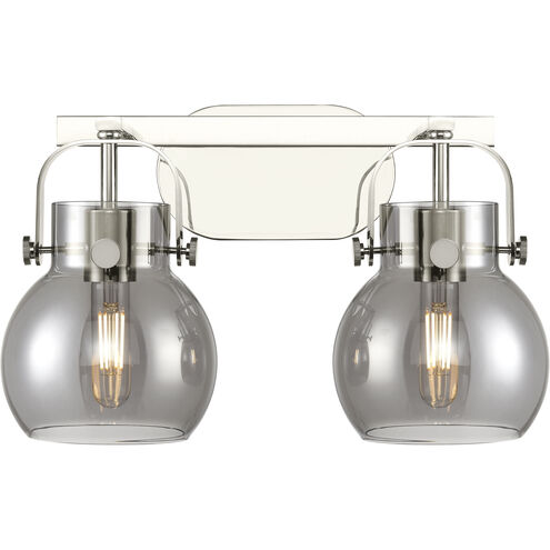 Pilaster II Sphere 2 Light 17 inch Polished Nickel Bath Vanity Light Wall Light in Plated Smoke Glass