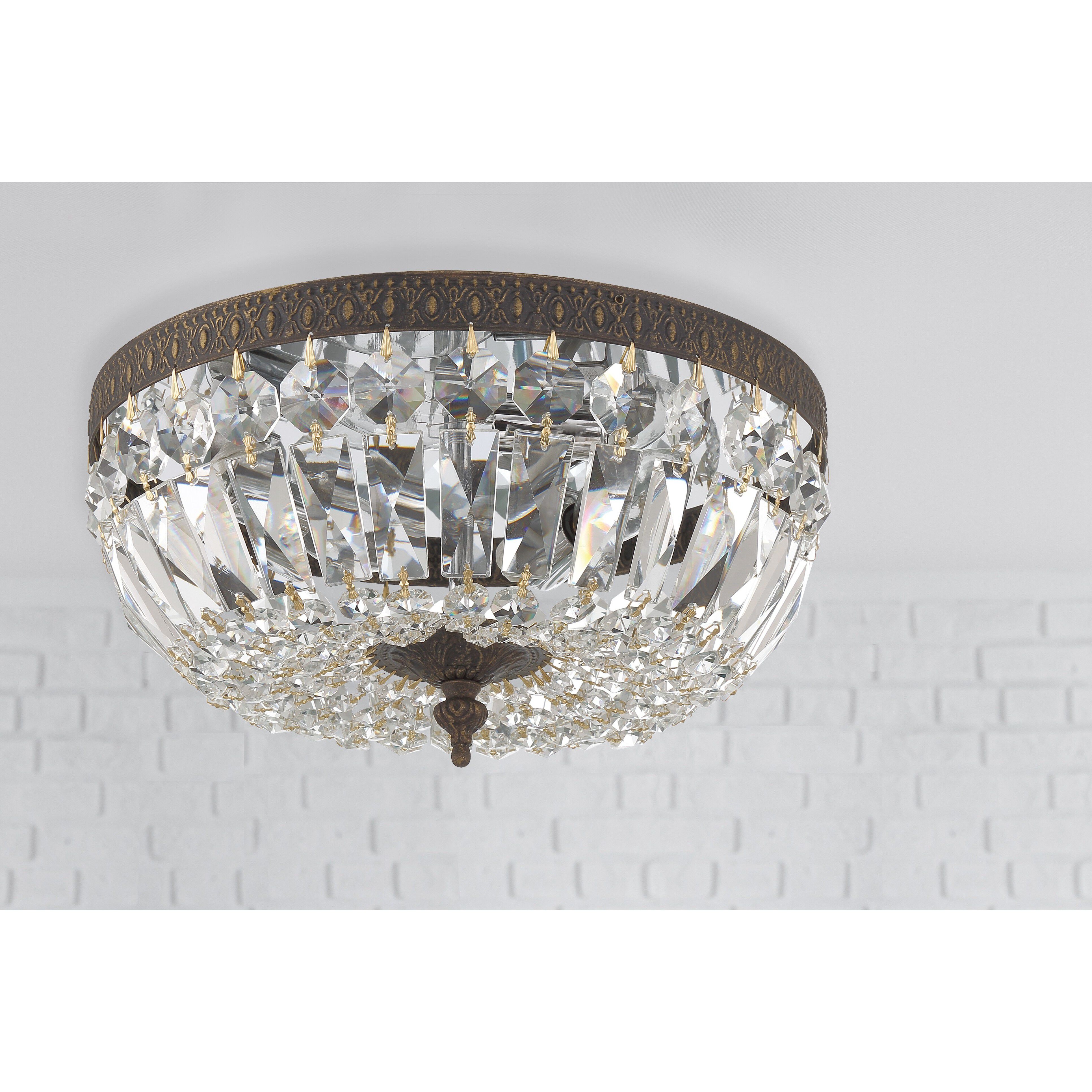 Waltham 3 Light 12 inch English Bronze Flush Ceiling Light in Clear Spectra