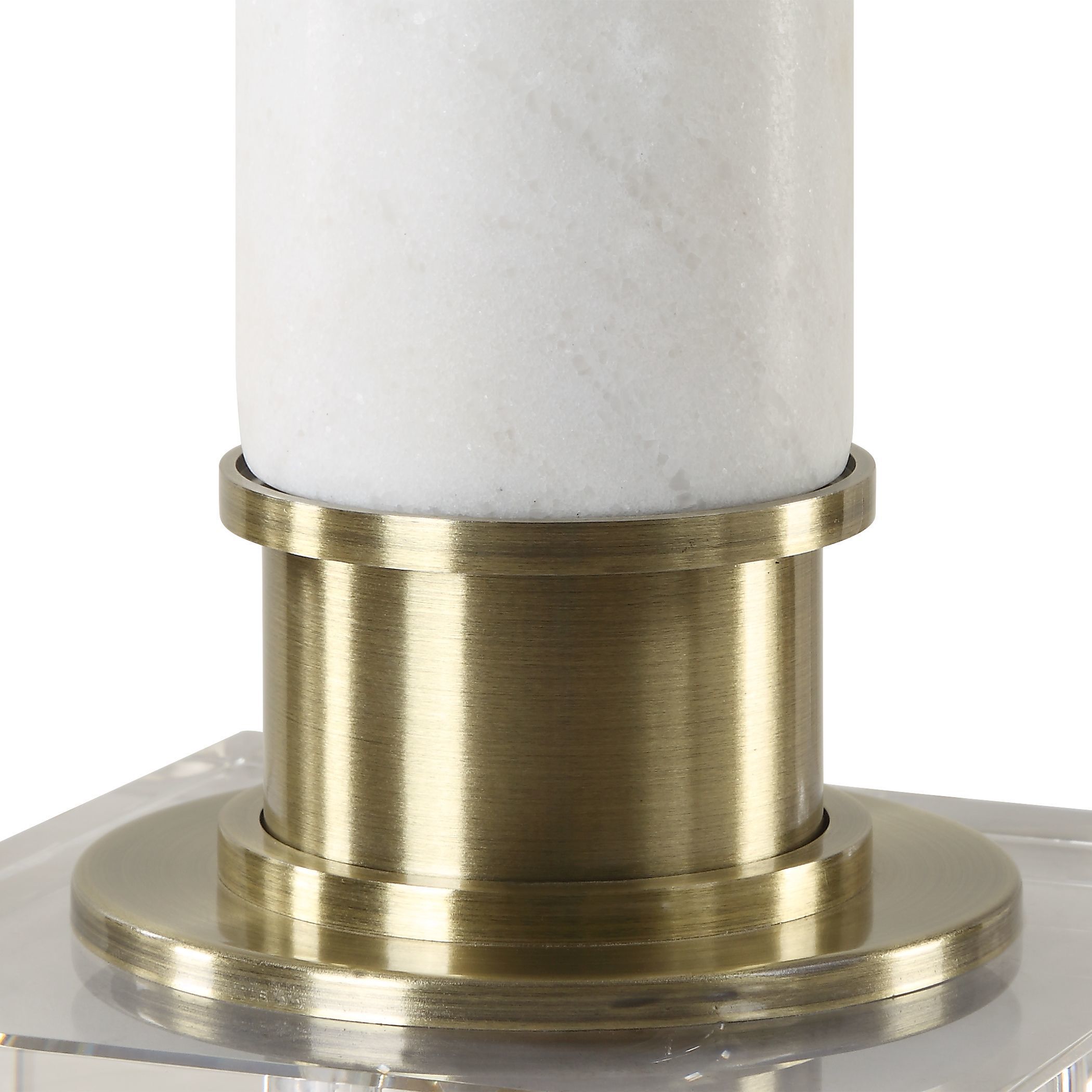 Plinth 27.75 inch 100.00 watt White Marble and Antique Brass with Crystal Table Lamp Portable Light