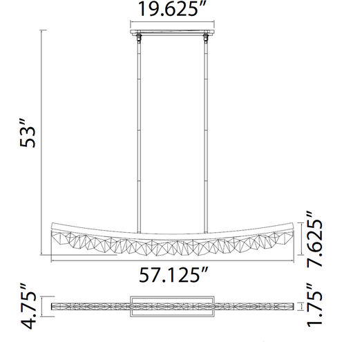 Arcus 1 Light 57.13 inch Aged Brass Linear Pendant Ceiling Light