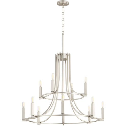 Olympus 12 Light 32 inch Satin Nickel Chandelier Ceiling Light