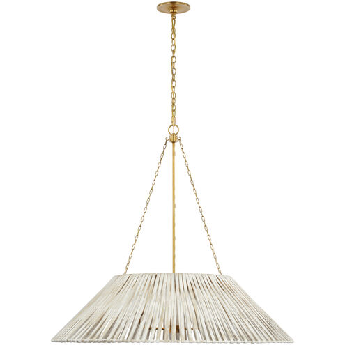 Marie Flanigan Corinne LED 36.25 inch Soft Brass Wrapped Hanging Shade Ceiling Light, Extra Large