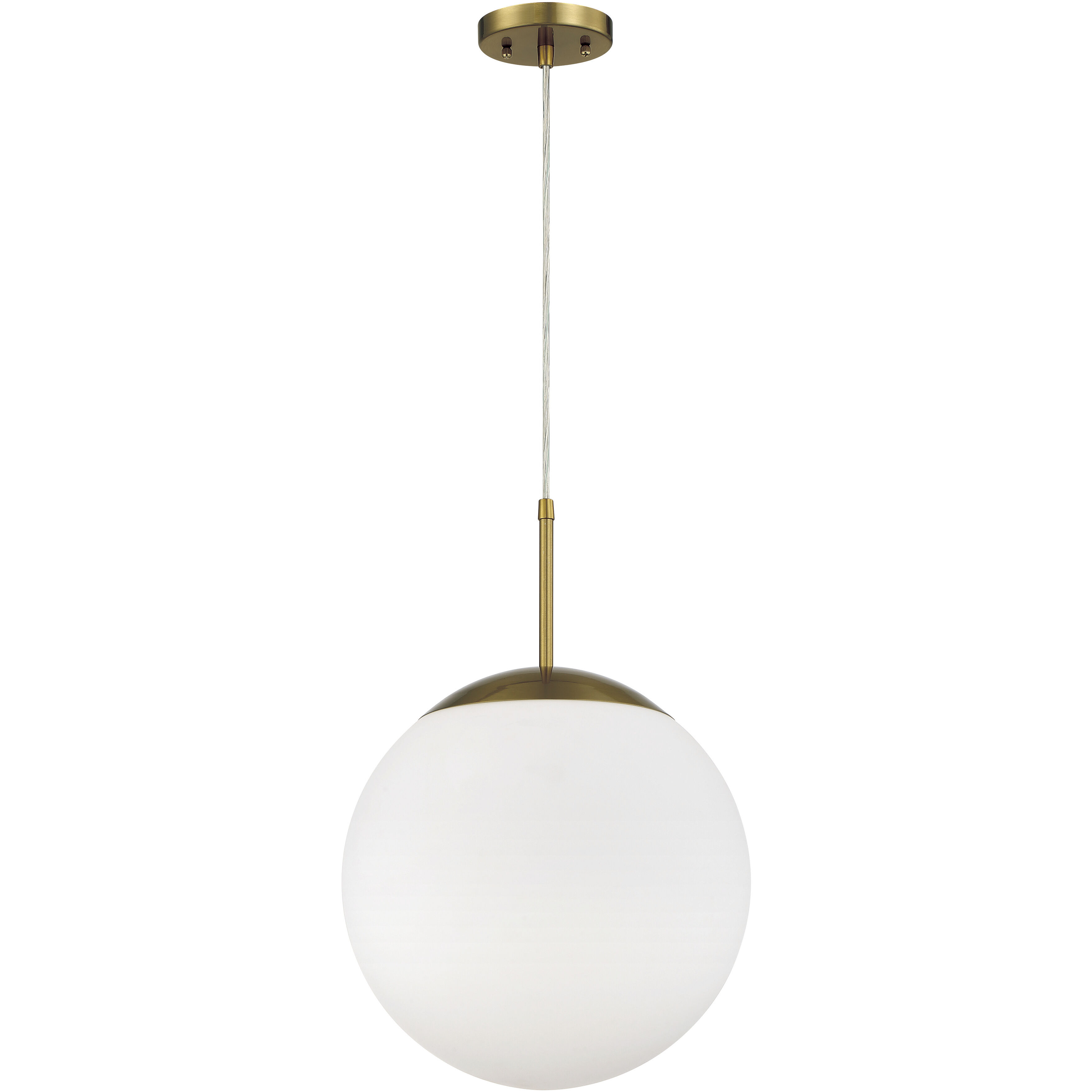 Gaze 1 Light 14 inch Satin Brass Pendant Ceiling Light in White Frosted Glass
