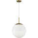 Gaze 1 Light 14 inch Satin Brass Pendant Ceiling Light in White Frosted Glass