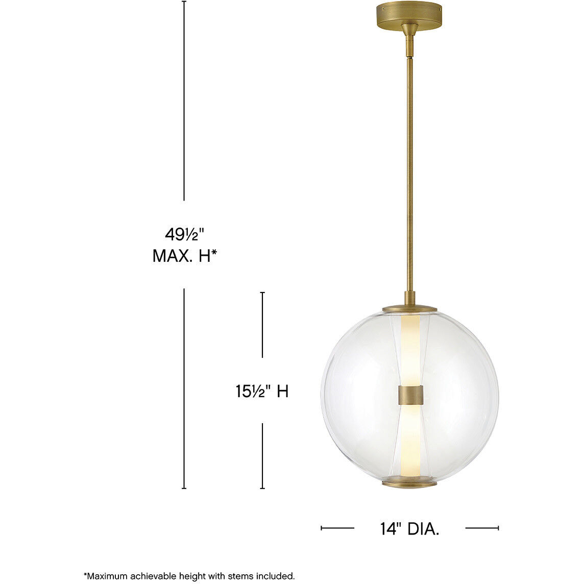 Elin LED 14 inch Lacquered Brass Pendant Ceiling Light