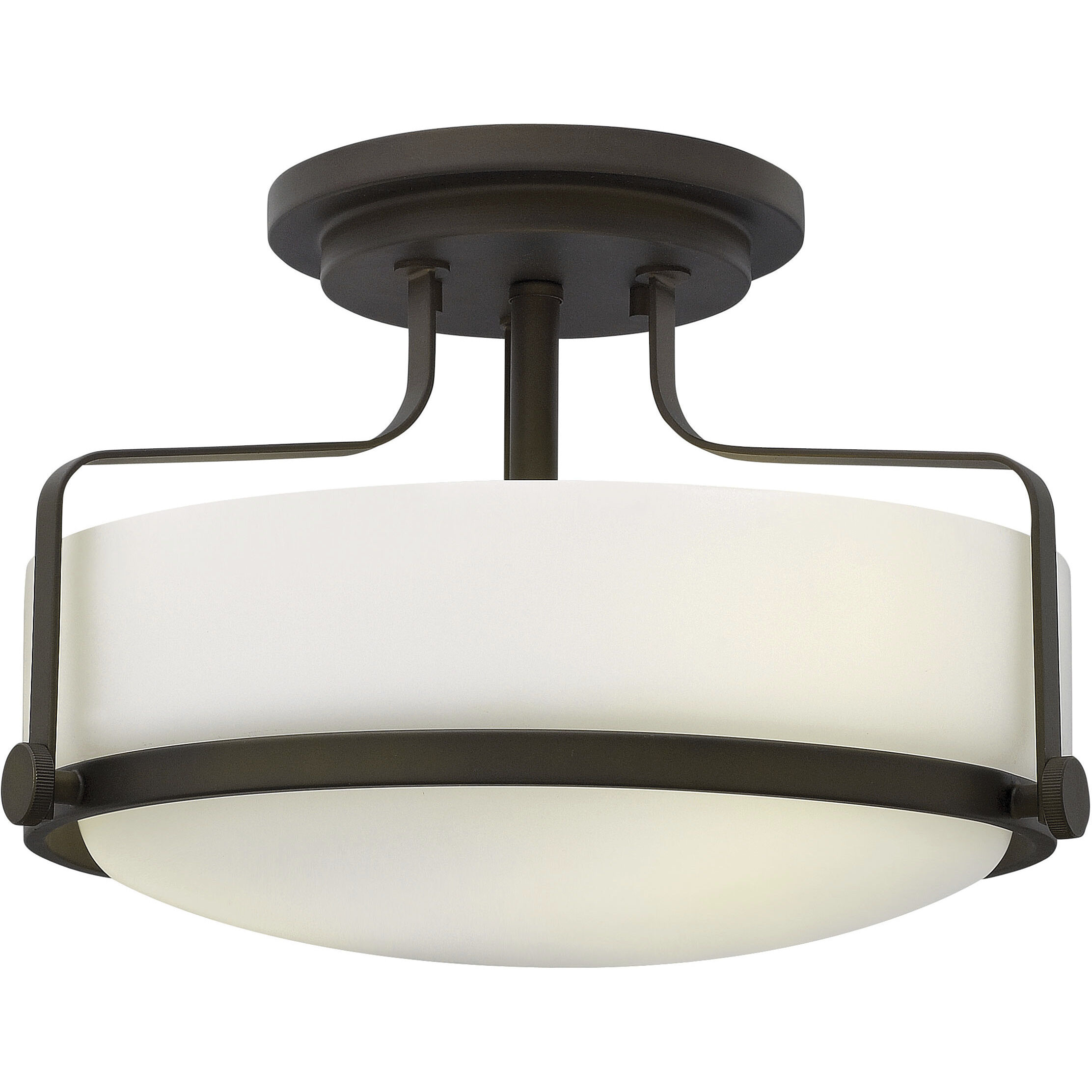 Harper 3 Light 14.5 inch Oil Rubbed Bronze Indoor Semi-Flush Mount Ceiling Light in White