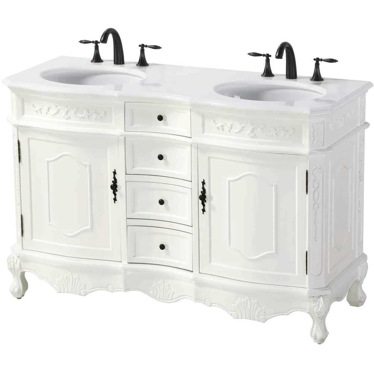 Danville 54 X 36 inch Antique White Bathroom Vanity Cabinet