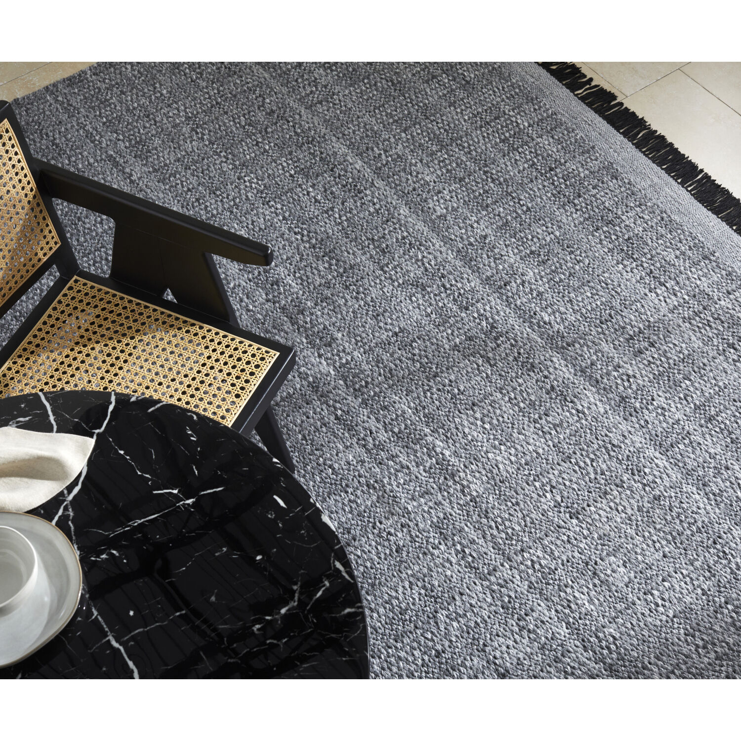 Clover 90 X 60 inch Black Rug, Rectangle