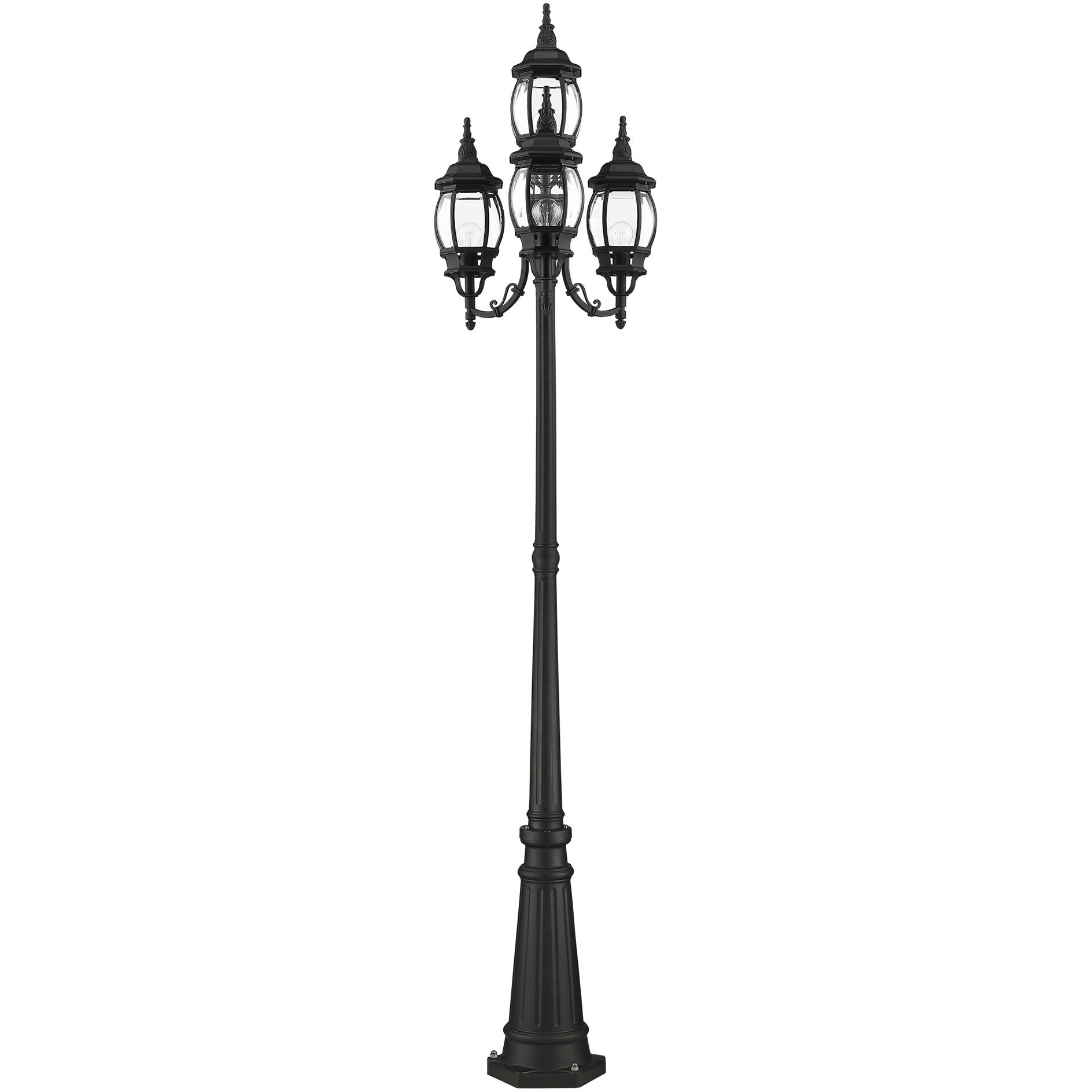 Frontenac 4 Light 93 inch Textured Black Outdoor Post Light