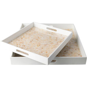 Beverly White and Tan Tray Set