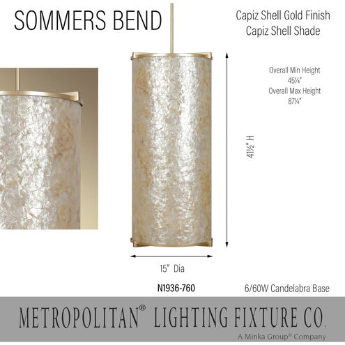 Sommers Bend 6 Light 15 inch Capiz Shell Gold Foyer Ceiling Light