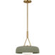 Richard June Liora 1 Light 15 inch Estate Brass Pendant Ceiling Light in Standard, Sage Stoneware