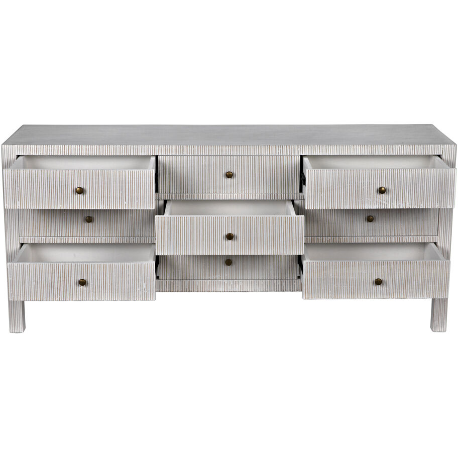 Conrad White Wash Dresser, 9 Drawer