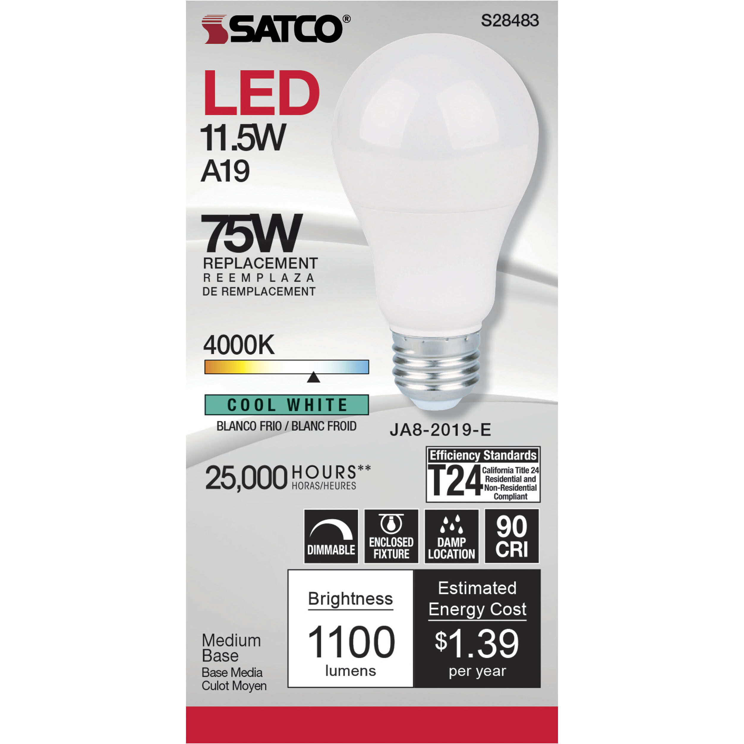 Lumos LED Medium 11.50 watt 120 4000K Light Bulb