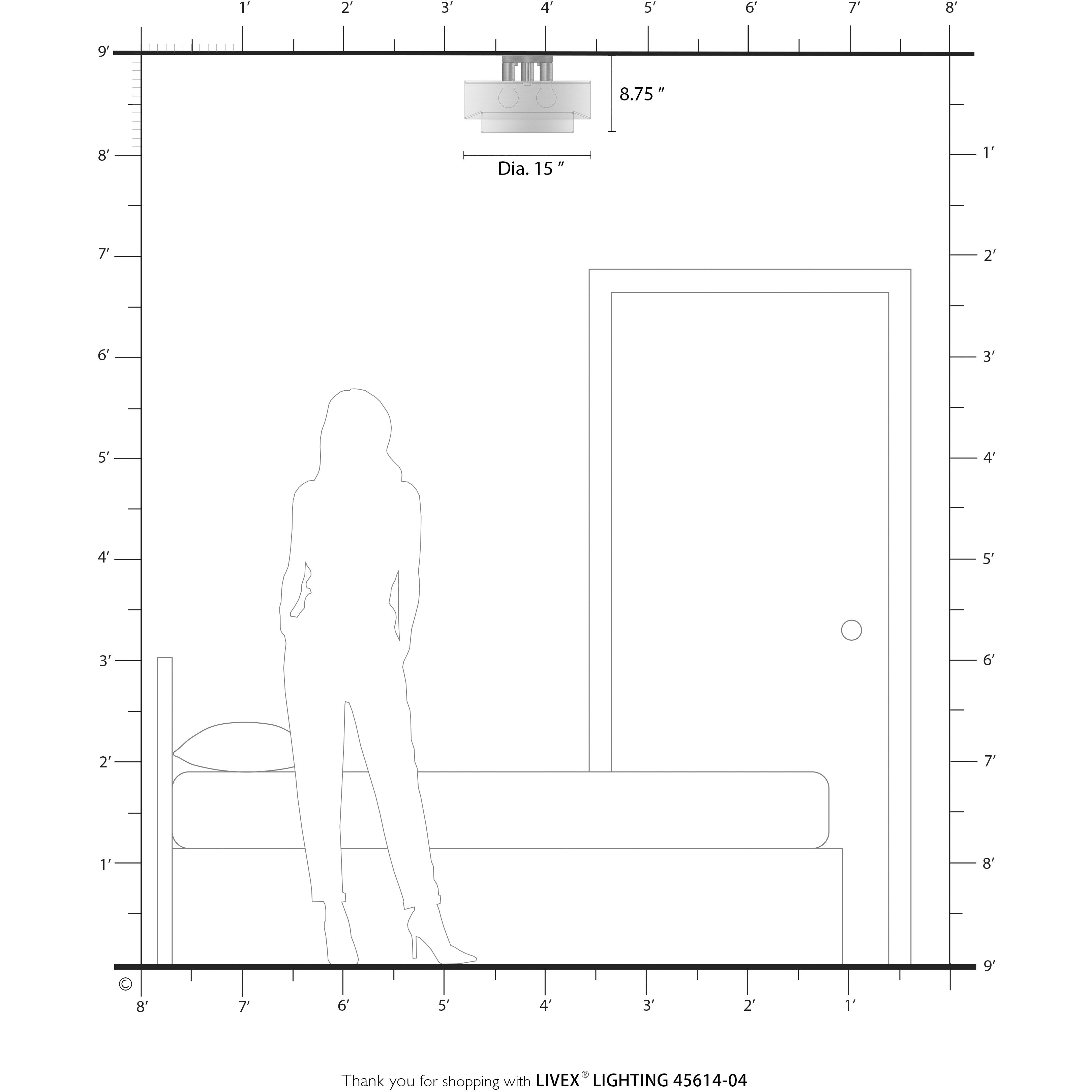Sentosa 3 Light 15 inch Black Semi Flush Mount Ceiling Light, Large