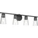Stamos 4 Light 31.25 inch Black Vanity Light Wall Light in Clear
